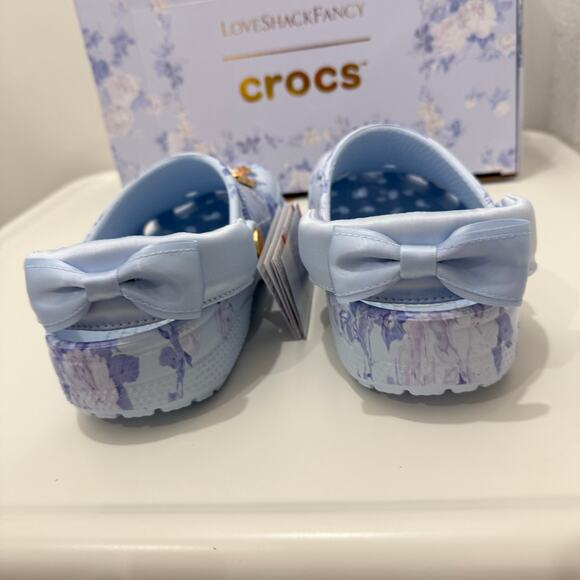 LoveShackFancy x Crocs Classic Clog - Mineral Blue Floral Print Size 7 NWT - Picture 9 of 9